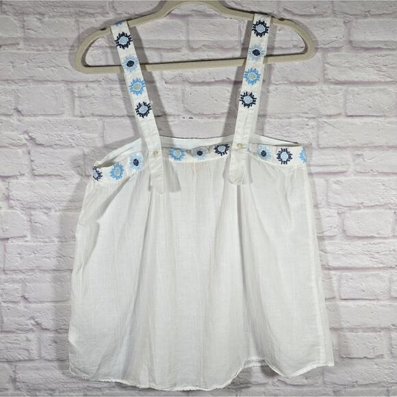M Love By Gap White Embroidered Square Neck Tank Top Blue Accents Womens Size XS - Picture 5 of 10